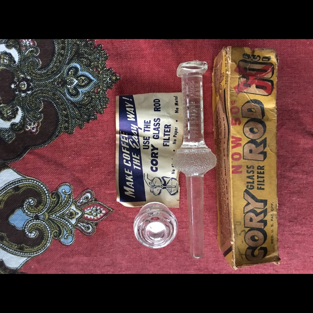 Vintage Cory coffee glass filter  rod in box